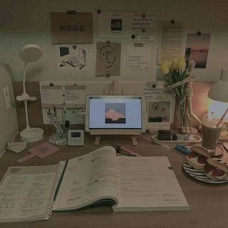 Cozy study wallpaper