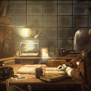 Cozy study wallpaper
