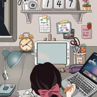 Cozy study wallpaper