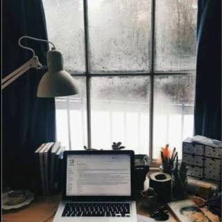 Cozy study wallpaper