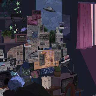 Cozy study wallpaper