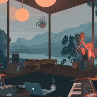 Cozy study wallpaper