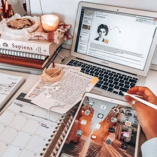 Cozy study wallpaper