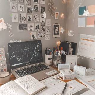 Cozy study wallpaper