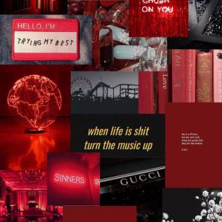 Red and black collage wallpaper