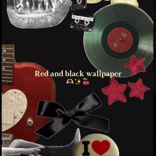 Red and black collage wallpaper