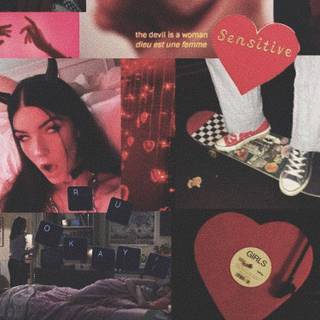 Red and black collage wallpaper