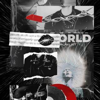 Red and black collage wallpaper