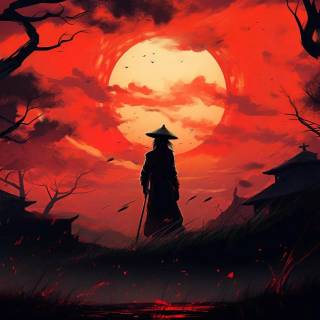 Samurai sunset wallpaper