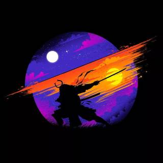 Samurai sunset wallpaper