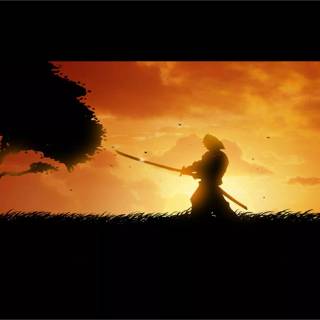 Samurai sunset wallpaper