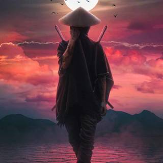 Samurai sunset wallpaper