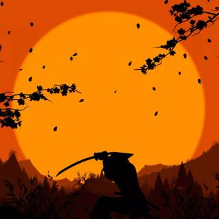 Samurai sunset wallpaper