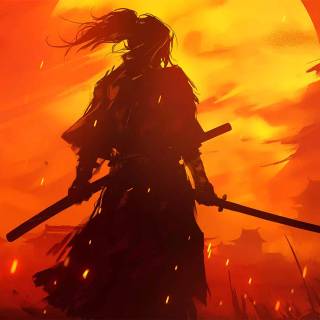 Samurai sunset wallpaper