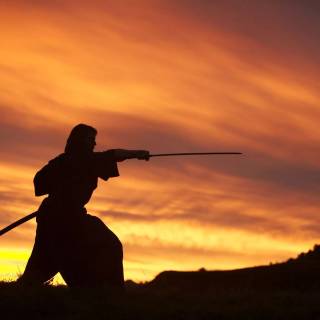Samurai sunset wallpaper