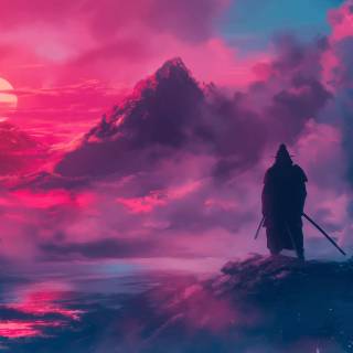 Samurai sunset wallpaper