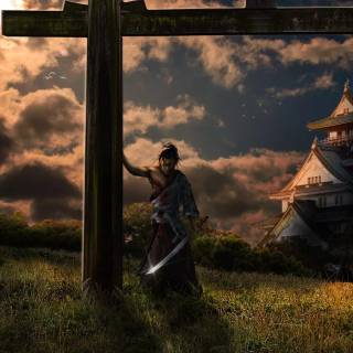 Samurai sunset wallpaper