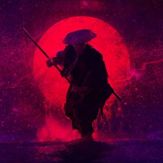 Samurai sunset wallpaper
