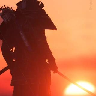 Samurai sunset wallpaper