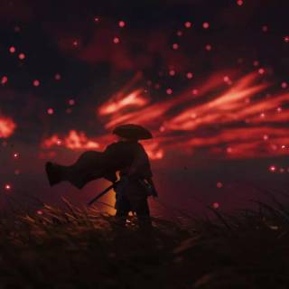 Samurai sunset wallpaper