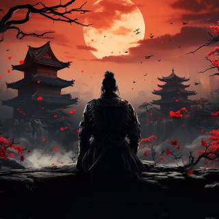 Samurai sunset wallpaper