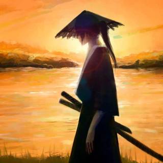 Samurai sunset wallpaper