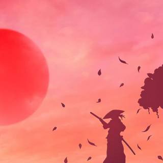 Samurai sunset wallpaper