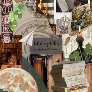 Bibliophilia collage wallpaper