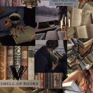 Bibliophilia collage wallpaper