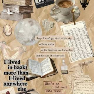 Bibliophilia collage wallpaper