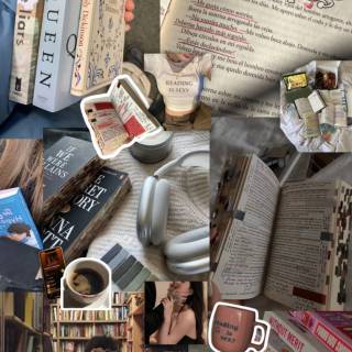 Bibliophilia collage wallpaper