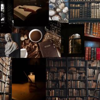 Bibliophilia collage wallpaper
