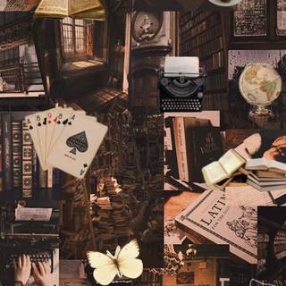 Bibliophilia collage wallpaper