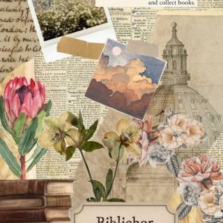 Bibliophilia collage wallpaper