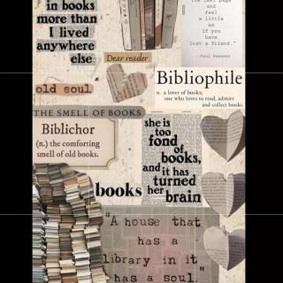 Bibliophilia collage wallpaper