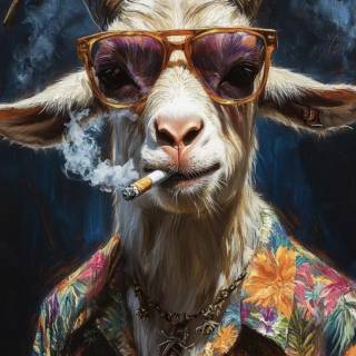Goat smoking wallpaper