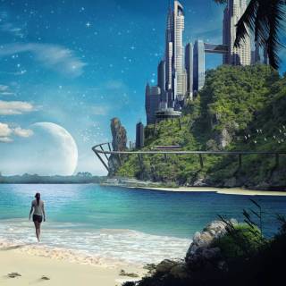 Futuristic nature wallpaper
