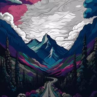 2D mountain wallpaper
