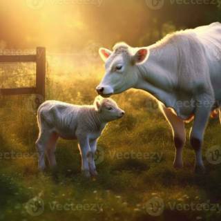 Cow and calf wallpaper