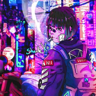 Neon girly anime wallpaper