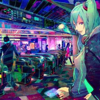 Neon girly anime wallpaper