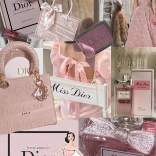 Pink Dior collage wallpaper