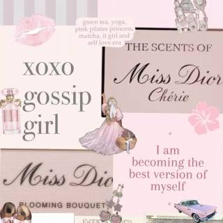 Pink Dior collage wallpaper