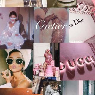 Pink Dior collage wallpaper