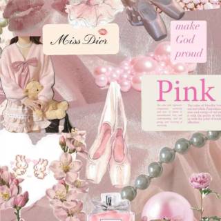 Pink Dior collage wallpaper