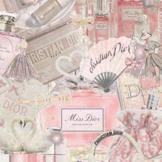 Pink Dior collage wallpaper