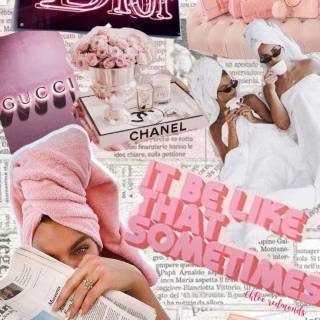 Pink Dior collage wallpaper