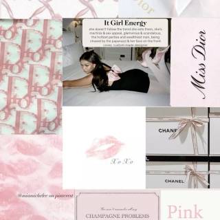 Pink Dior collage wallpaper