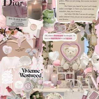 Pink Dior collage wallpaper