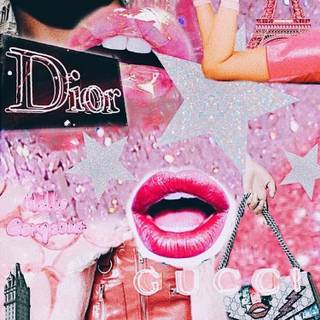 Pink Dior collage wallpaper